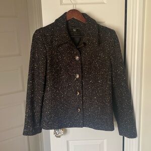 Louben of Canada, black-multi tweak blazer/jacket. Size 10.